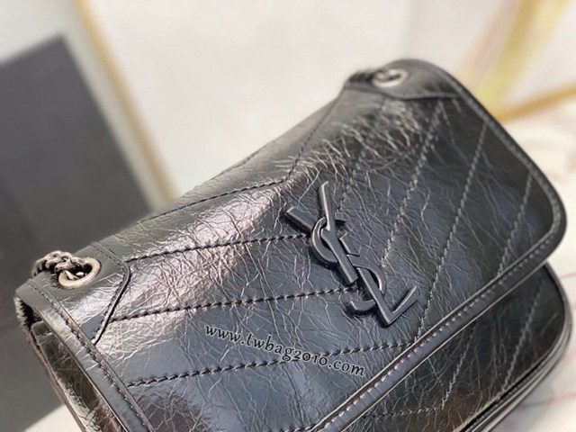 YSL专柜款女包 聖羅蘭經典款Niki油蠟抓皺牛皮包包 YSL肩背斜挎包 533037  jjh1094